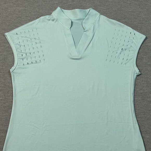 Tanmolo V-Neck Activewear Top Womens Sz S Mint Green Perforated Cap Sleeves NWT - Picture 9 of 16